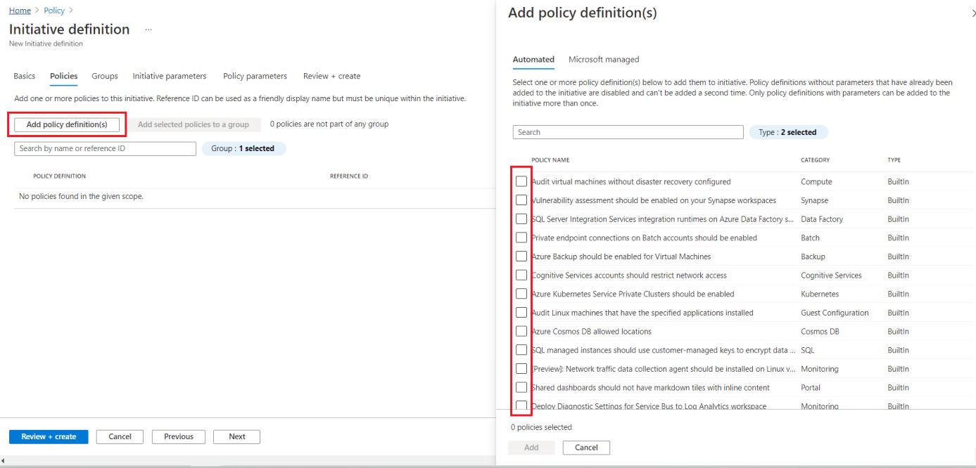 Azure policy Intiative Definiton 